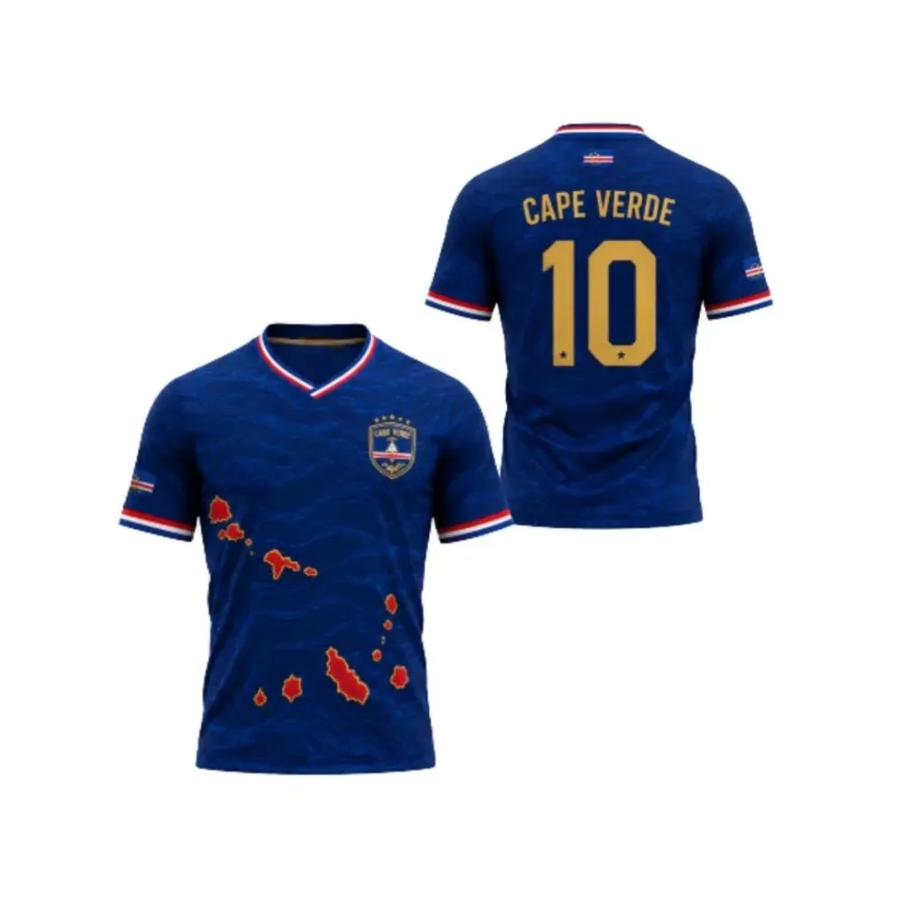 2026 Cabo Verde Island Map Printed V-neck T-shirt Summer Casual Breathable Mesh Outdoor Sport Short Sleeve Tee for Men Women