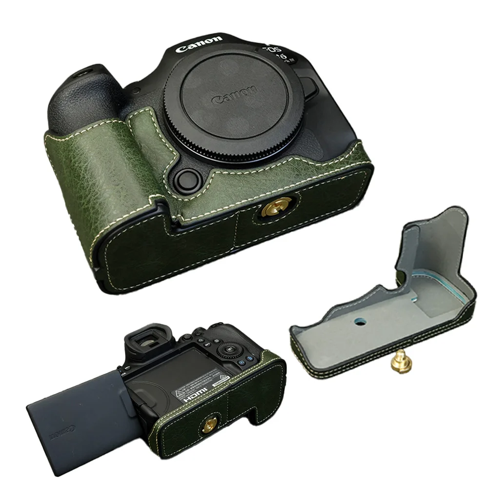 Twarda torba na aparat z PU skóry, osłona na pół korpusu, dolna obudowa do Canon EOS R5 R6 R6II R6III — zdjęcie produktu 3