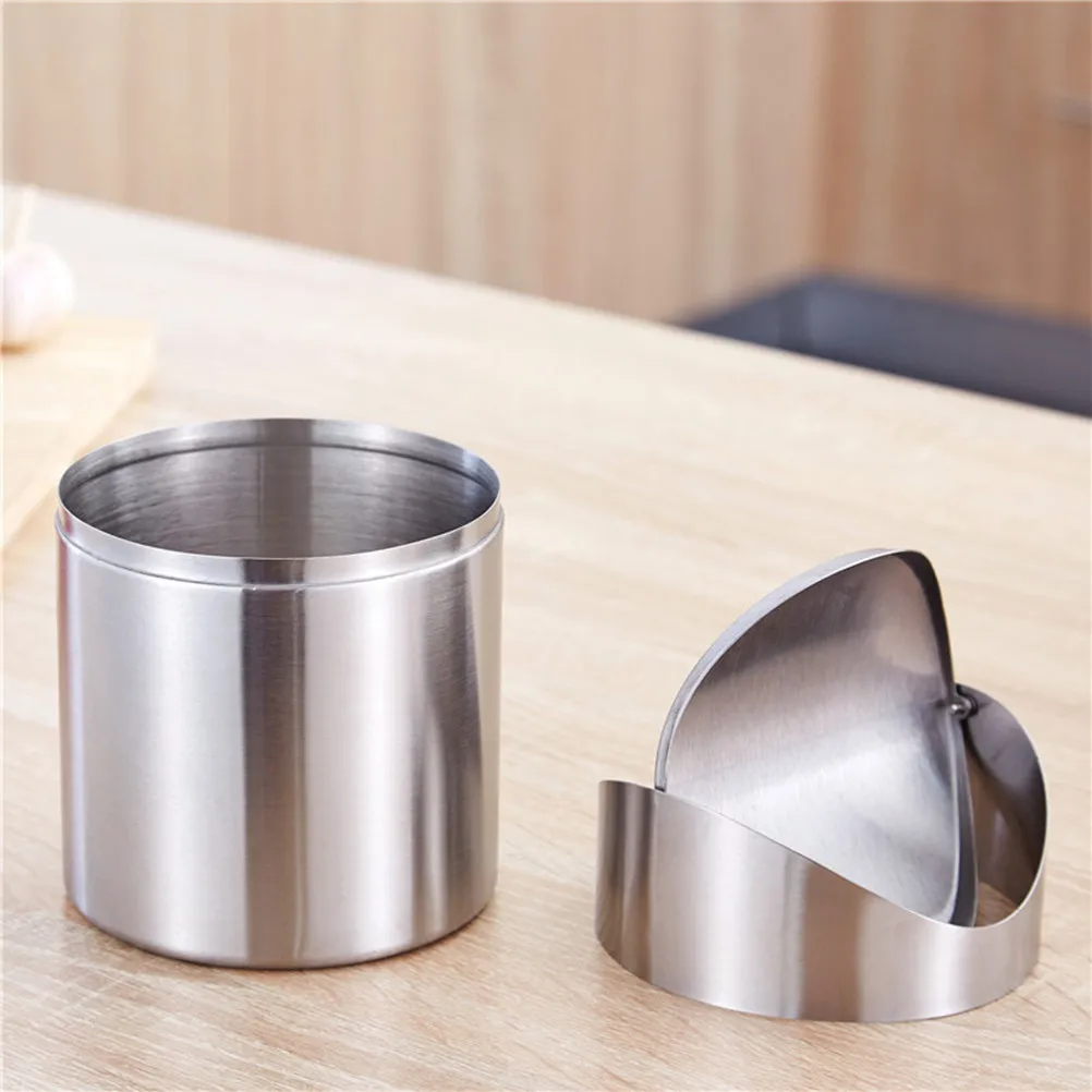 Premium Stainless Steel Table Waste Bin Swivel Lid Mini Dustbin for Office Workers Coffee Makers Housewives Desktop