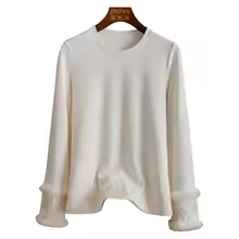 Long Sleeve Tops Embroidered for Going Out - White