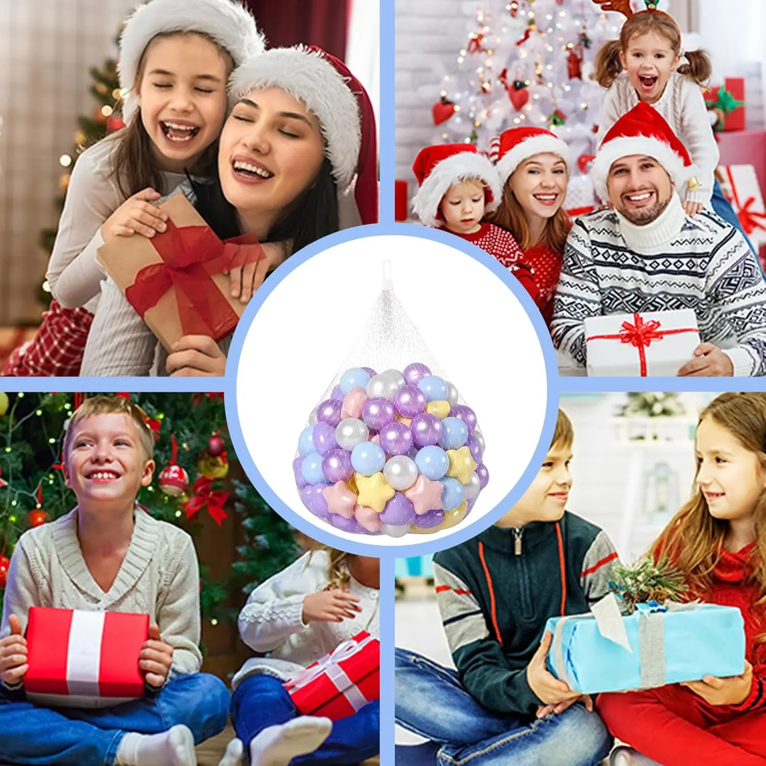 50 stuks Star Ball Pit Ballen voor Ballenbak, Paars Roze Blauw Geel, Crush-Proof Kleurrijke Play Plastic Ballen voor Kerst Decor