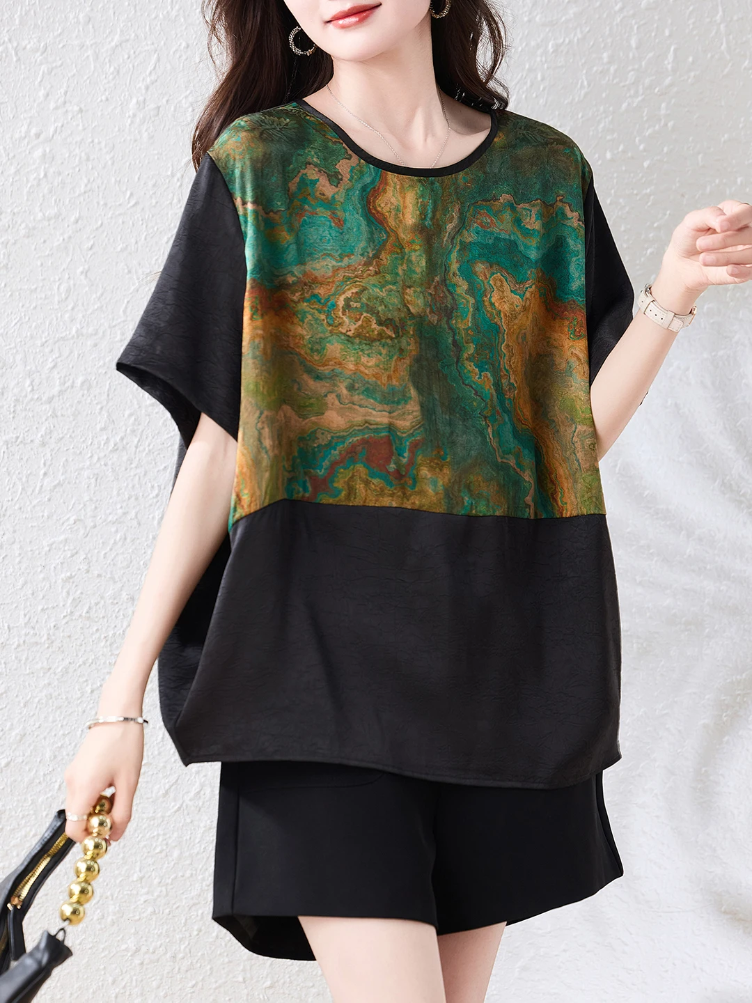 plus Size Women's T-Shirt Fashionable Loose Slimming Versatile Summer New Arrival Casual Style round Neck Short Sleeve Top