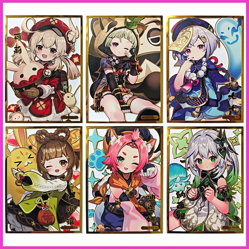 Anime Goddess Story Rare GO Metal Refractive Flash Cards Klee Qiqi Yaoyao Diona Toys for boys Collectible Cards Birthday Gifts