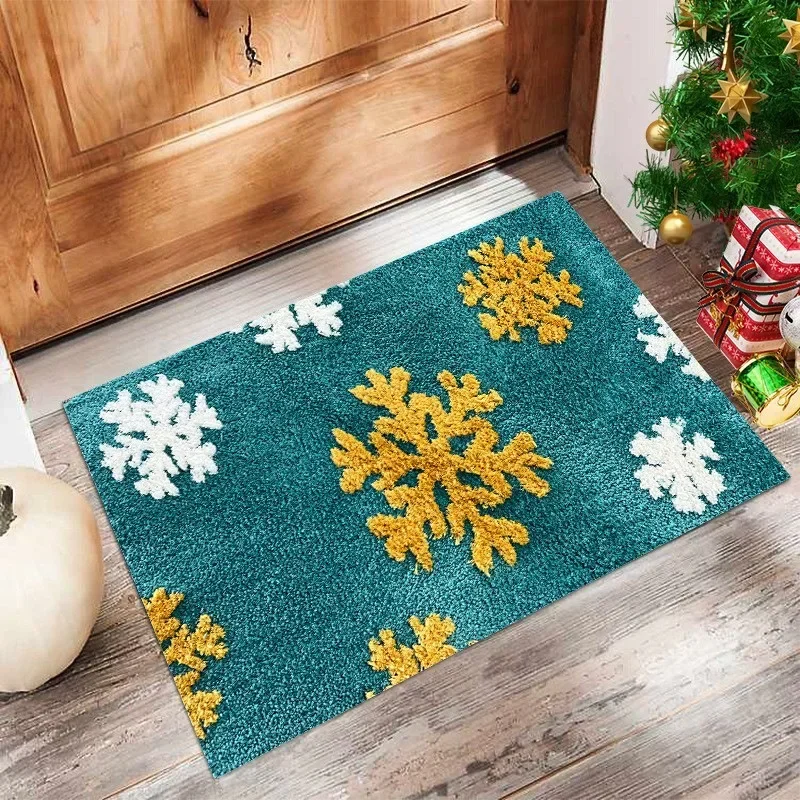 Tufted Plush Christmas Tree Shaped Area Rug Fluffy Absorbent Non-Slip Bathroom Mat Entrance Doormat 2024 Christmas Decorations