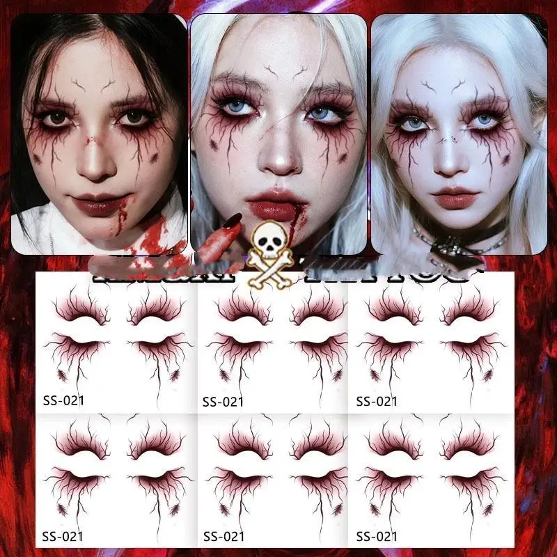 1/4/6 Stück, temporäre Tattoos mit Adernmuster für Halloween-Partys, wasserfeste, aderartige Tattoo-Aufkleber für Körperkunst, für Damen und Herren, für Augenbrauen und Gesicht. – Detail 8