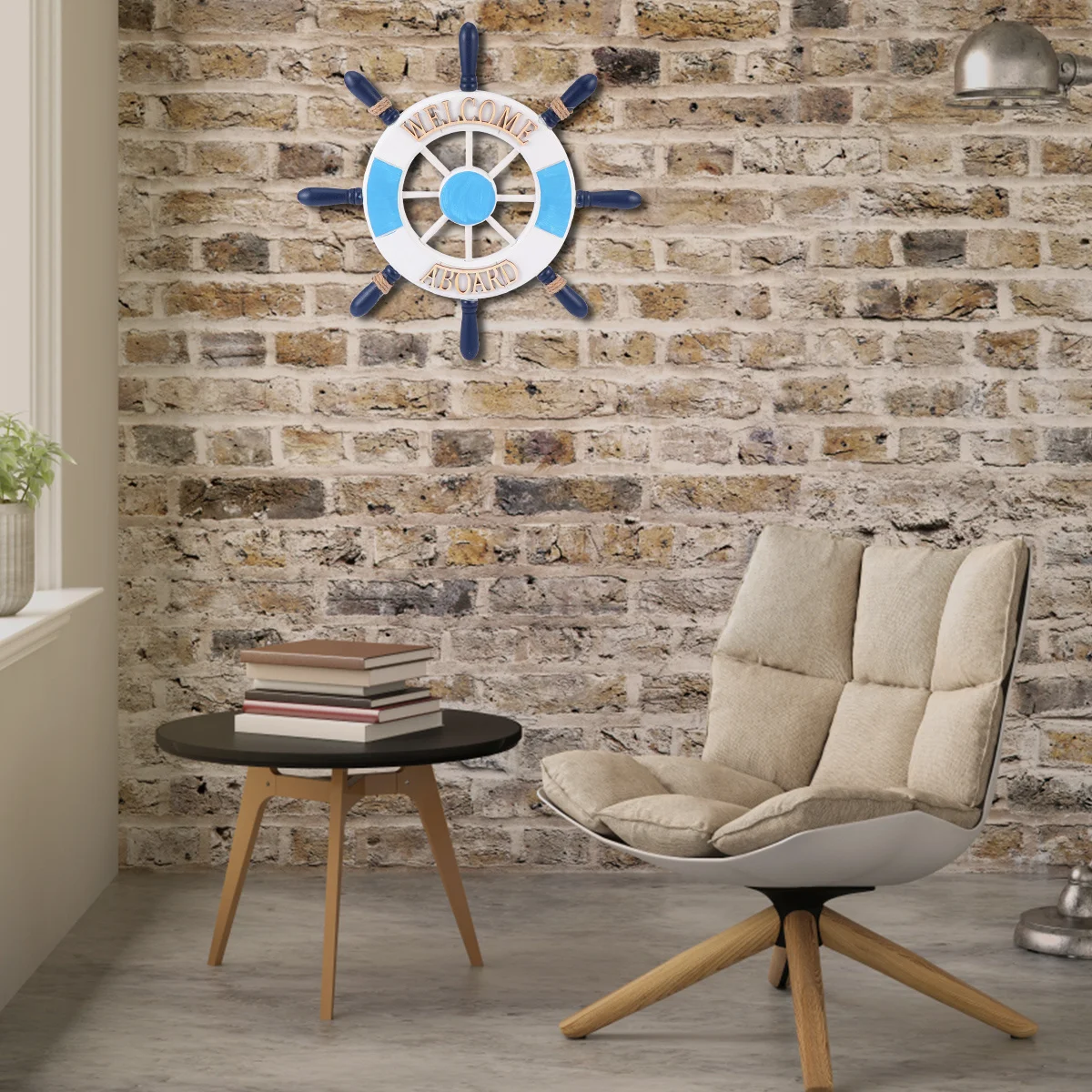 

Cabilock Coastal Nautical Wall Decor Rudder Anchor Ship Wheel Home Art Hanging Sign Theme Creative House Decoration