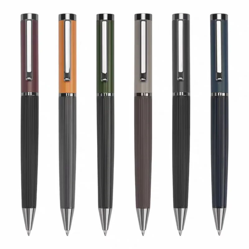 Metal Ballpoint Pen, Retractable Signature Pen Crest Style Metal Housing Black Ink Medium Point 0.5mm