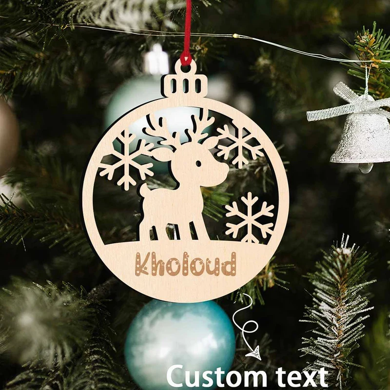 1pc Custom Wooden Round Ornament, Adorned with Multiple Star Designs, Suitable for Home and Friends, Christmas Decoration