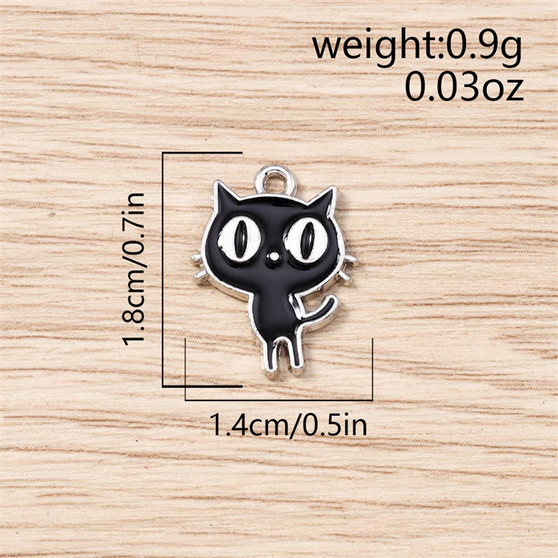 10 Stück 14x18mm Cartoon-Tier-Charms Emaille-Katzen-Anhänger für die Herstellung von Ohrhängern, Halsketten, DIY-Handwerk und Schmuckzubehör – Detail 1