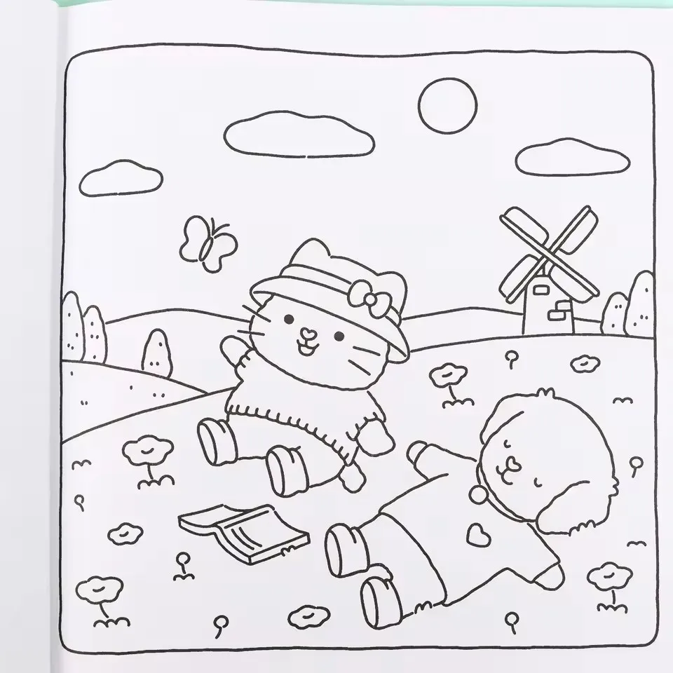 Fuzzy Hygge Super Cute Coloring Book For Adults & Teens Adorable Animal Cartoon Drawing Book Art Perfect Gift