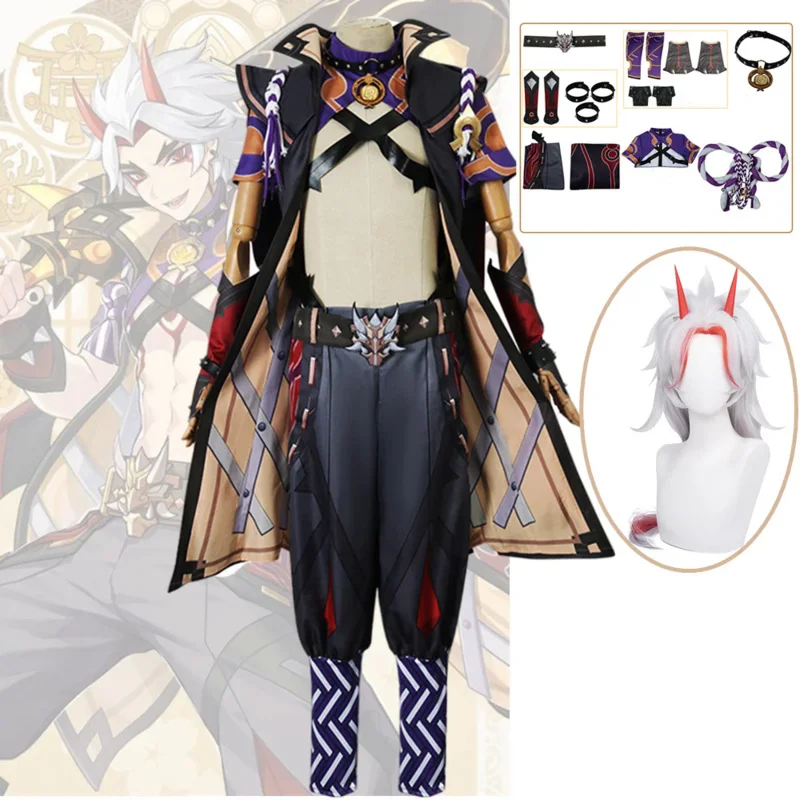 Game Genshin Impact arataki itto Cosplay Costume Anime Clothes for Comic Cn Halloween Costumes Women Man