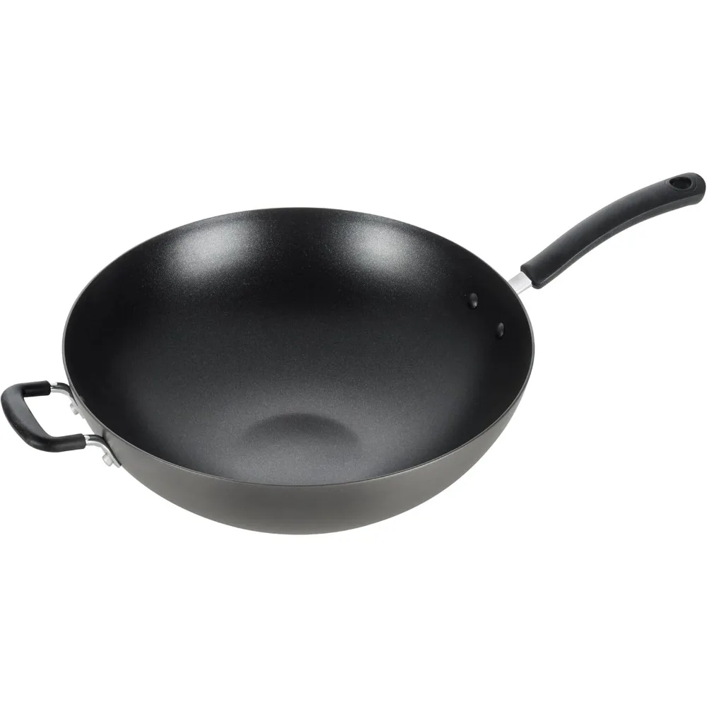T-fal Ultimate Wok antiadherente anodizado duro de 14 pulgadas, apto para horno y asar 350F, sartén antiadherente para freír, utensilios de cocina, ollas y sartenes, Kitc