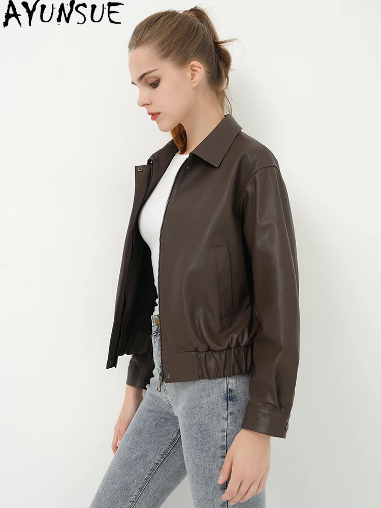 AYUNSUE 100% véritable peau de mouton veste femme 2025 automne mode moto veste en cuir femme vêtements de haute qualité 가자켓 킹