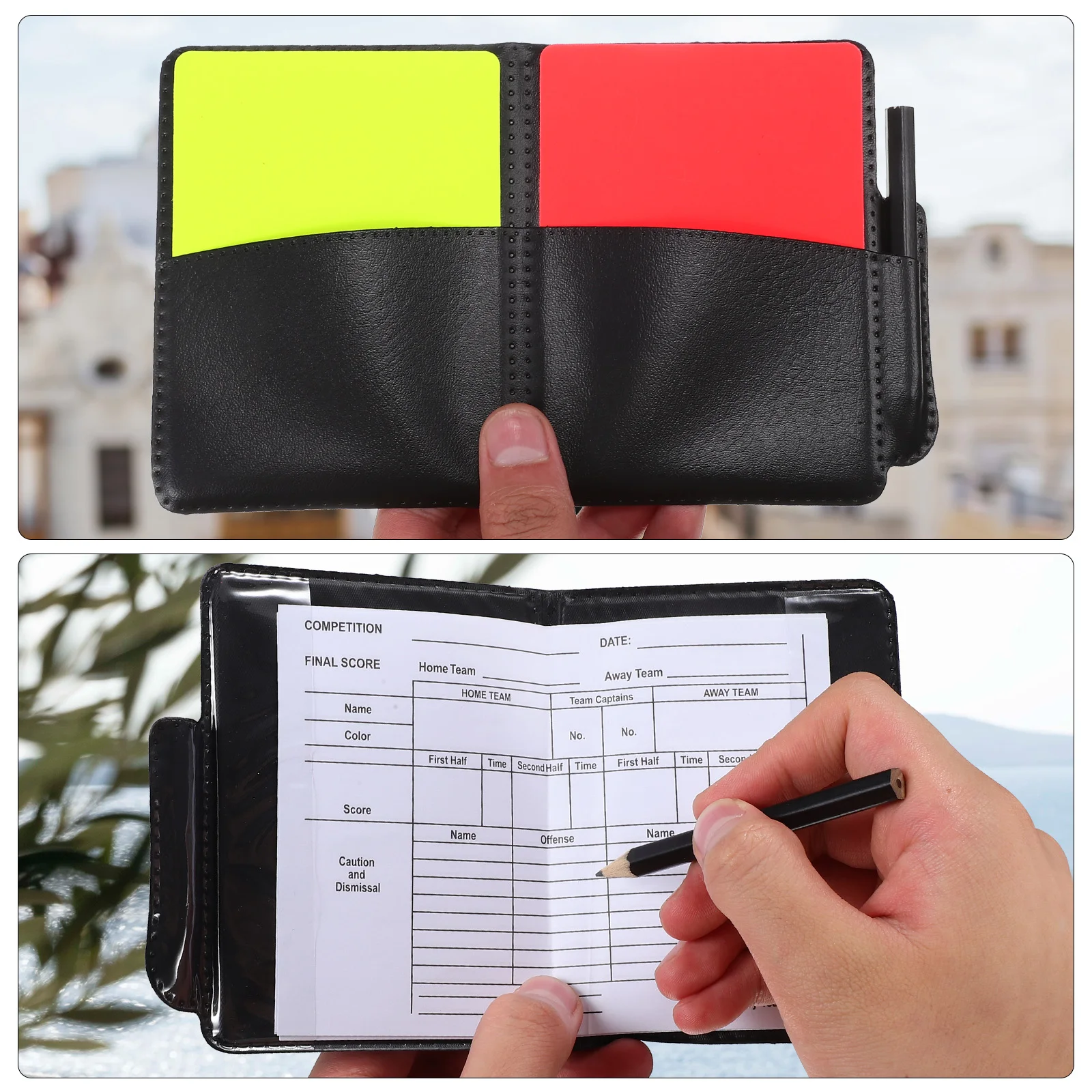 

Complete Referee Kit Accessories Soccer Penalty Cards Whistles Score Sheets Tools Set For Sports Match Competition Lightweight