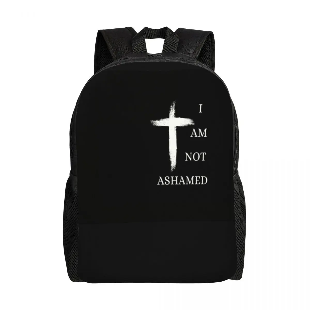 Customized I Am Not Ashamed Cross Laptop Backpack Men Women Basic Bookbag for School College Students Jesus Christian Faith Bags