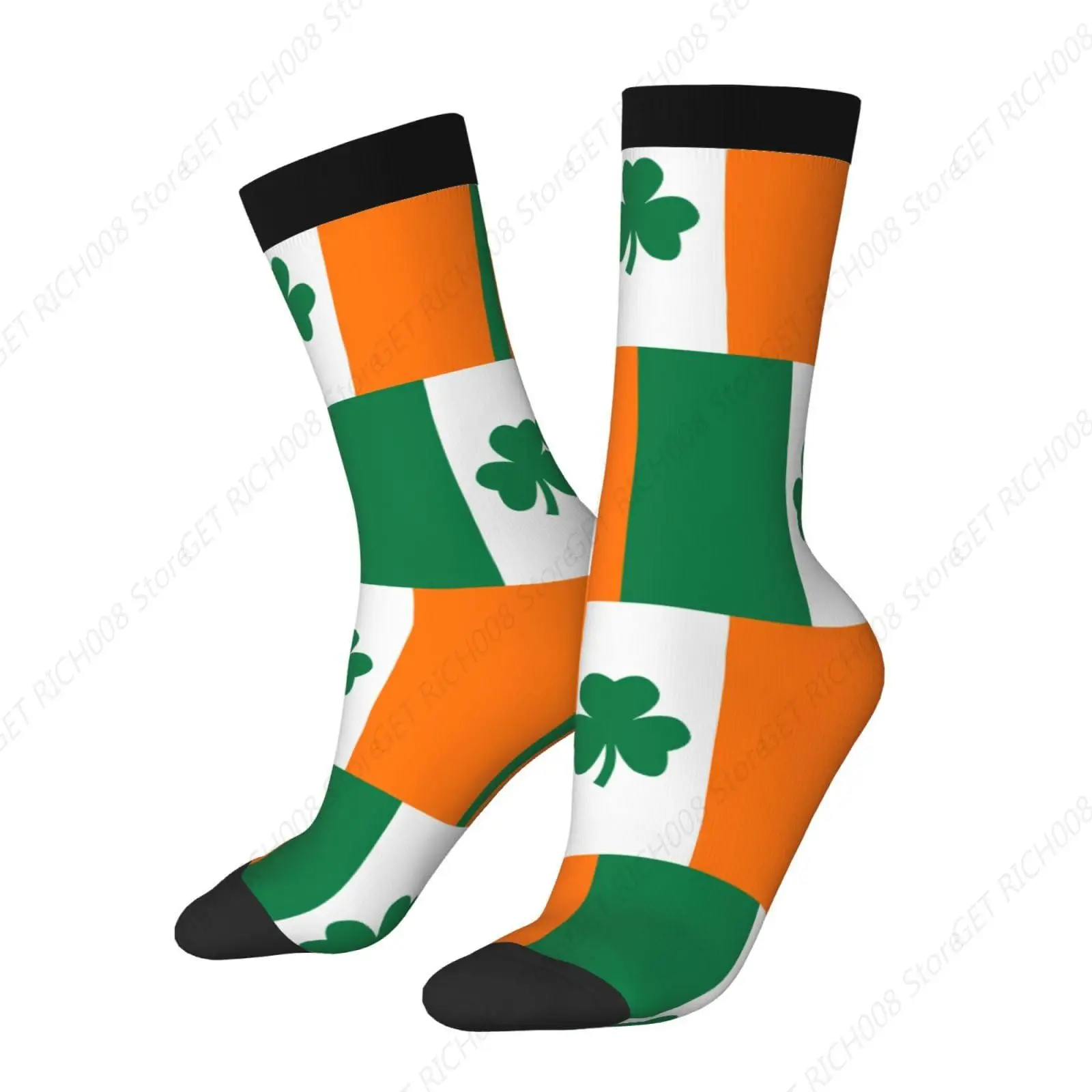 Shamrock Clover Ireland Flag Socks Wedding High Socks For Men Women Crew Socks