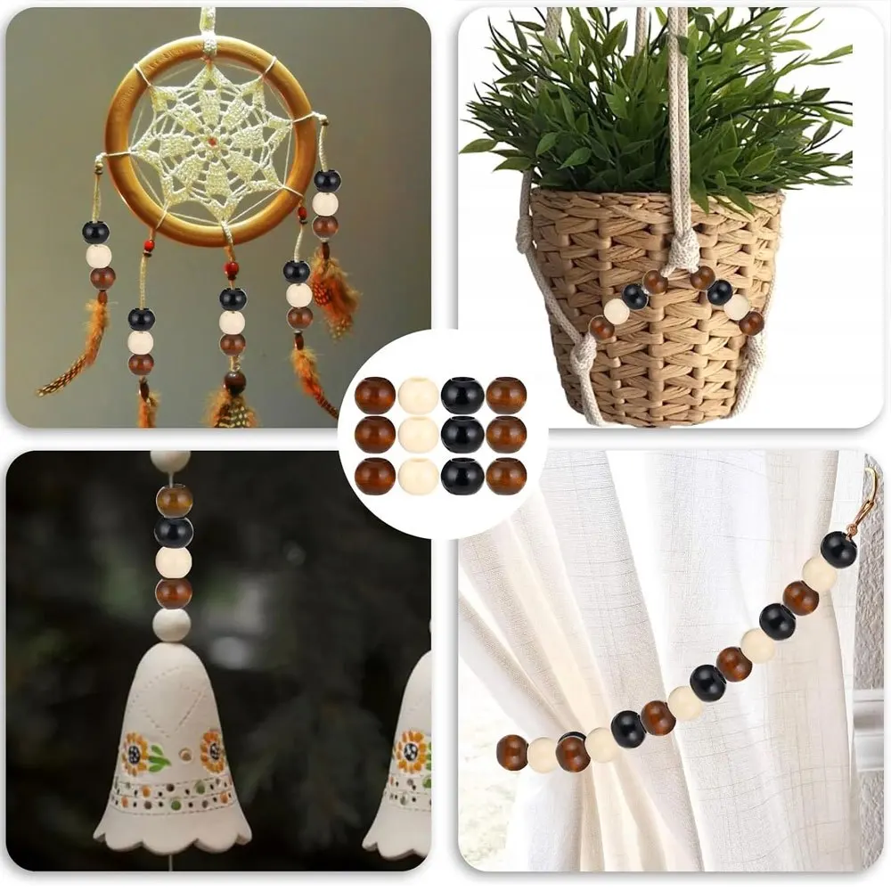 6/16/32 قطعة متعددة الألوان ثقب كبير الخرز الخشبي الدائري ، أساور يدوية القلائد هدايا عيد الهالوين اكسسوارات الديكور #5