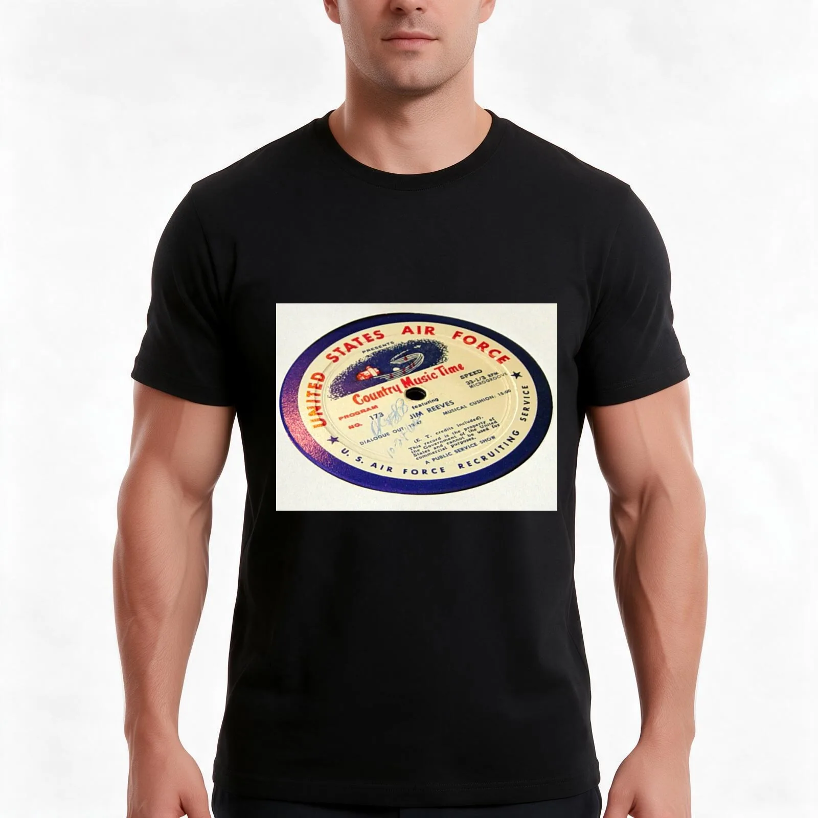 Jim Reeves, Country Music Time, USAF LP T-Shirt, Summer Casual Cotton Tee, Oversized Streetwear Tops, Vintage Graphic Print
