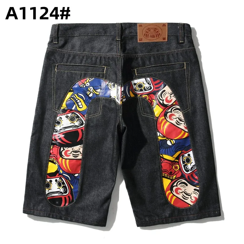 2023 summer shorts printed men\'s jeans fashion design men\'s jeans slim straight tide men\'s shorts