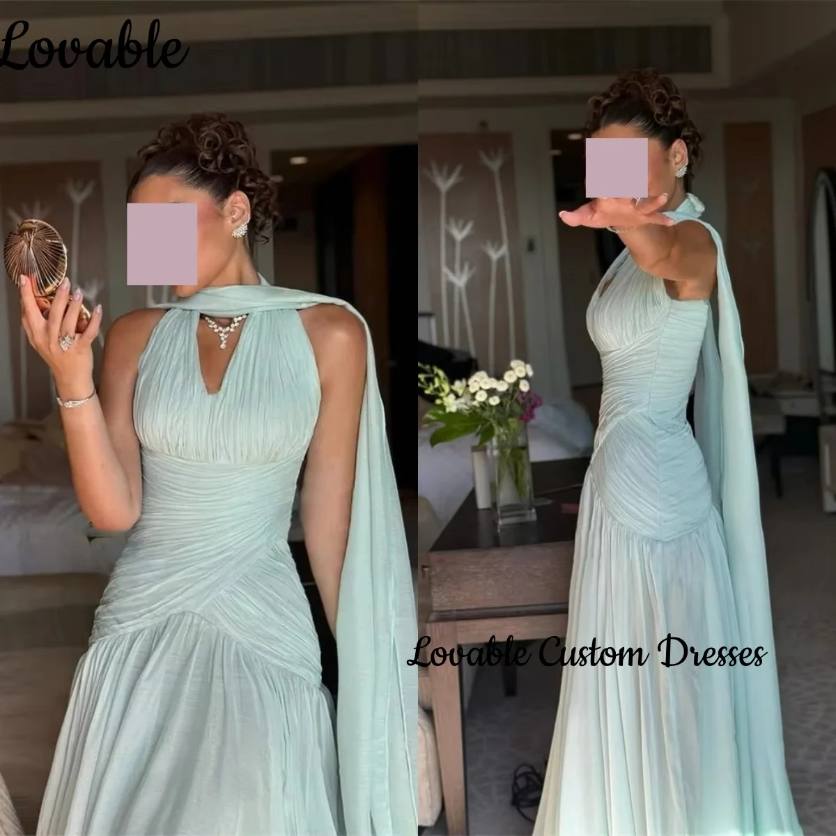 

Элегантное вечернее платье трапециевидной формы с лямкой на шее длиной до пола, свадебное платье с рюшами и молнией, платья без рукавов на день рождения Luxu