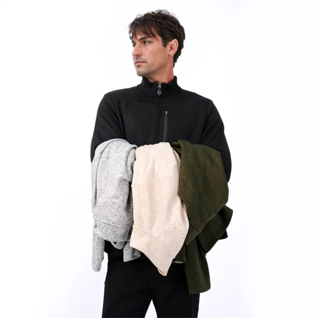 

Мужская флисовая куртка с длинным рукавом, вязаный свитер, верхняя одежда с короткой молнией, осенне-зимний простой базовый слой, теплый свитшот