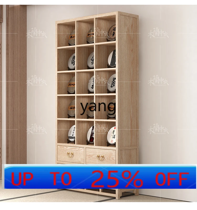 

Lmm New Chinese Ash Wood Bogu Rack Solid Wood Paint Free Tea Room Display Cabinet Antique Zen Rack
