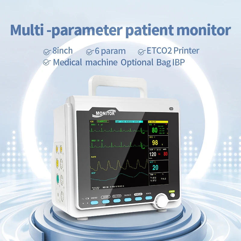 コンテック-ポータブル患者モニタ、バイタルサインモニター、ヒトまたは獣医、8 "、ecg、nibp、resp、SPO2、pr、温度、プリンタとEtco2オプション