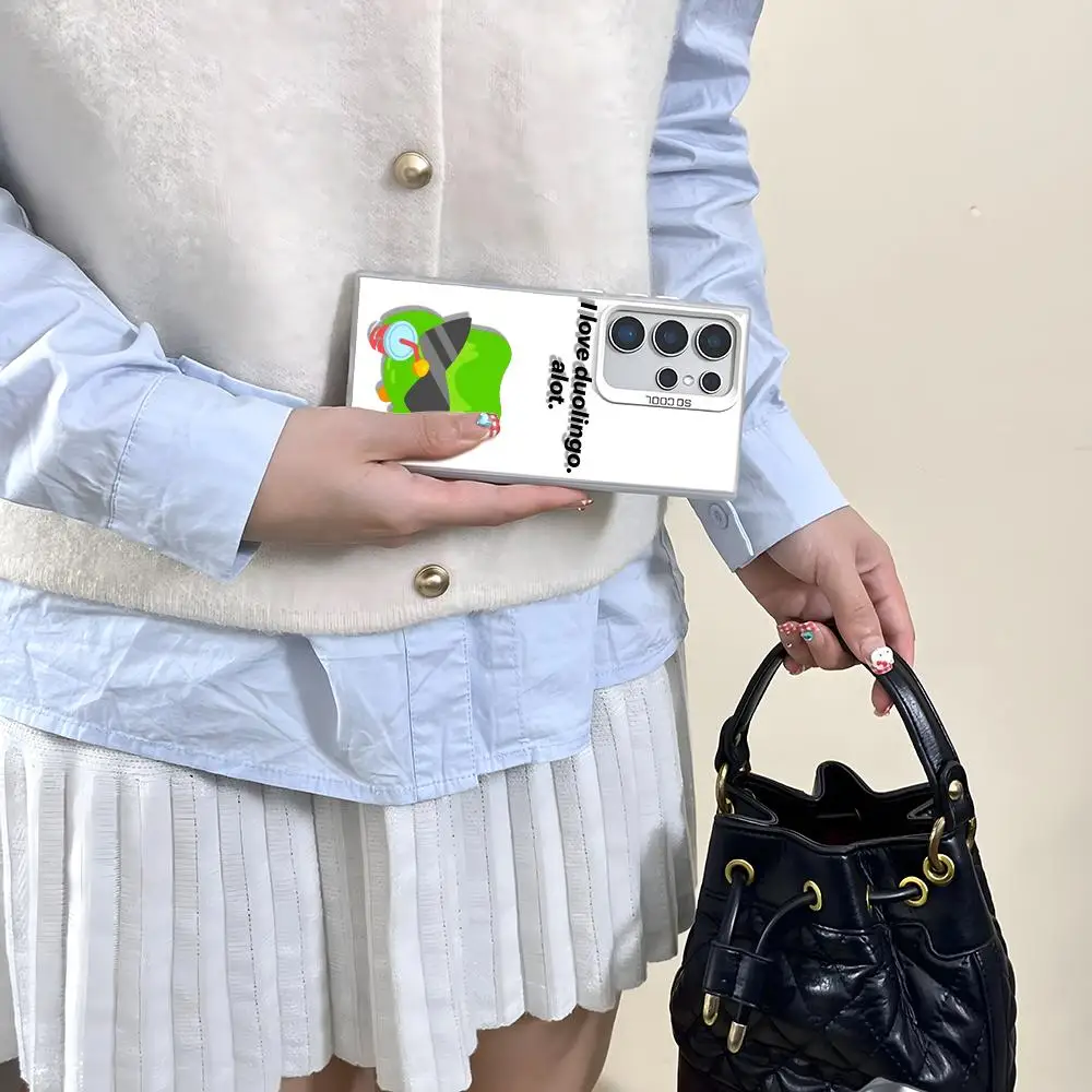 Чехол для телефона с логотипом d-duolingo Owls для Samsung Galaxy S25 Edge S24 S23 S22 S21 S20 Ultra Funda, силиконовый серебристый чехол