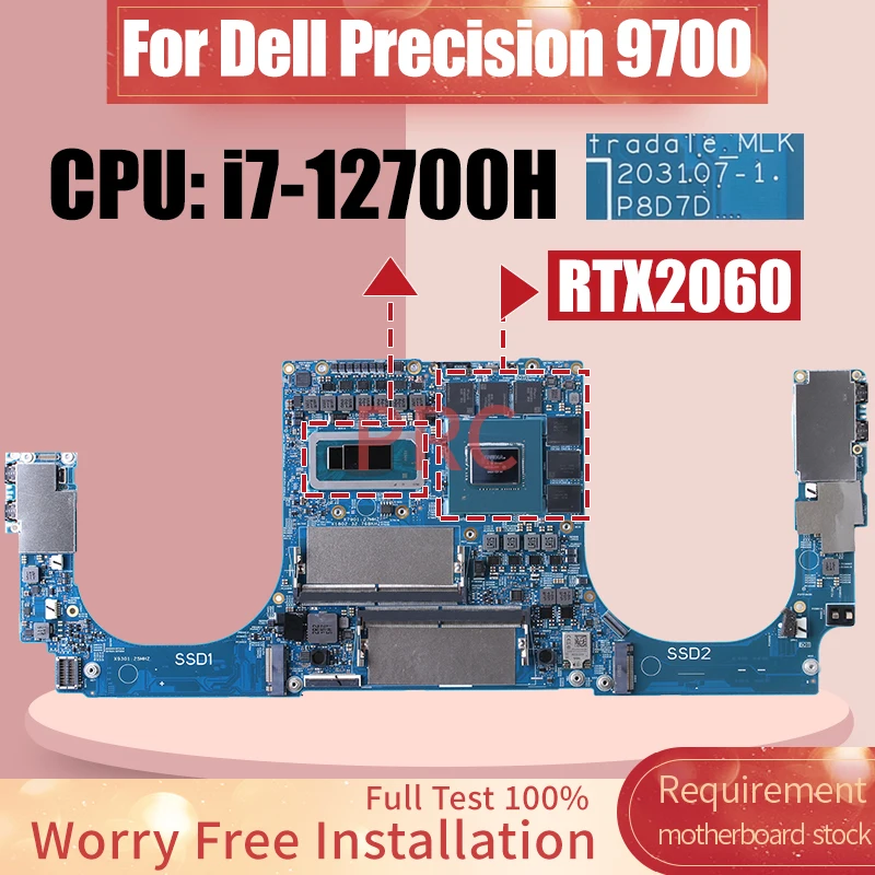 

203107-1 For DELL Precision 9720 Laptop Motherboard i7-12700H RTX3060 CN-0KNF8J 0KNF8J Notebook Mainboard