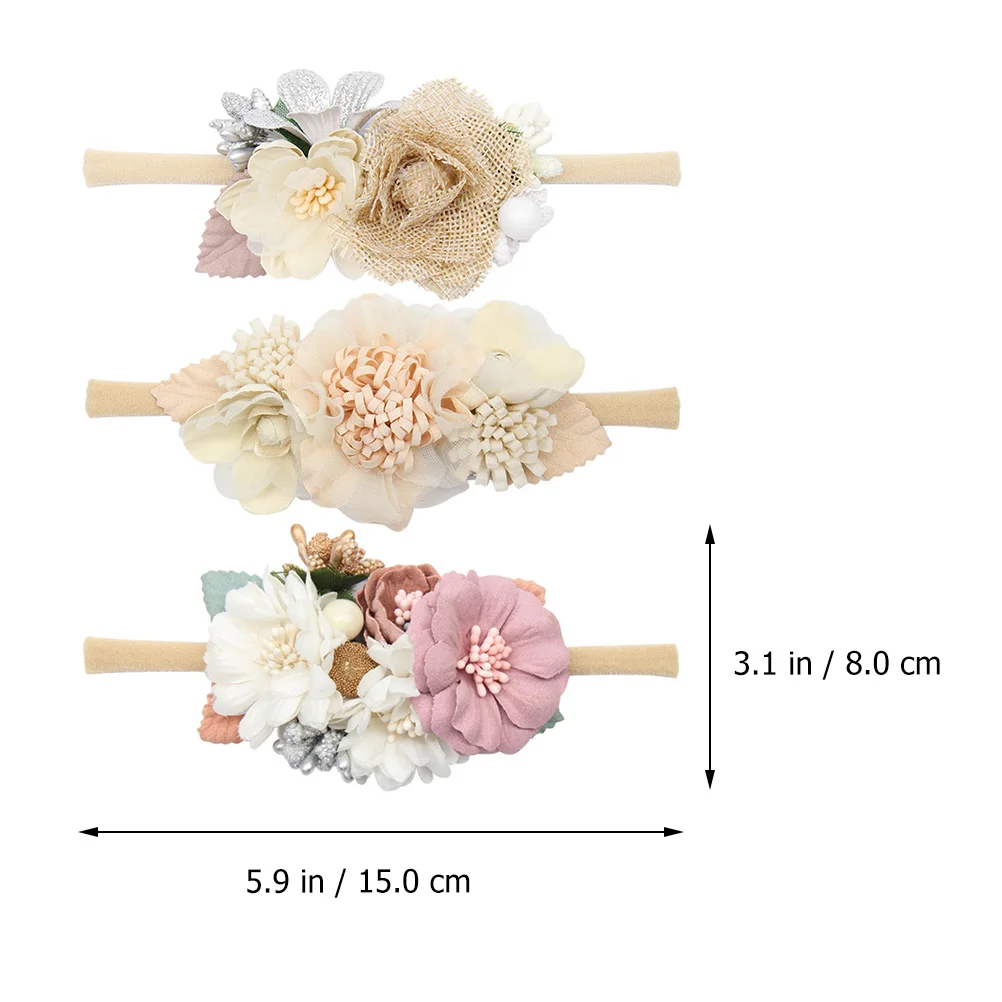 

3 Pcs Toddler Baby Flower Headband Girl Cloth Decorative Headband Hair Ribbon Newborn Durable Photo Prop Decorative