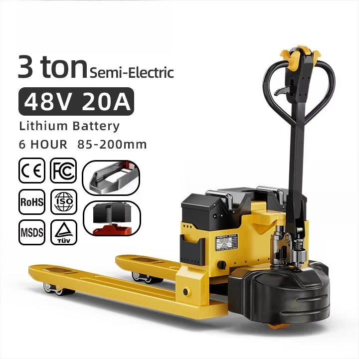 

48V 2/3 ton semi-electric stacker with adjustable height for flexible operation in restaurants