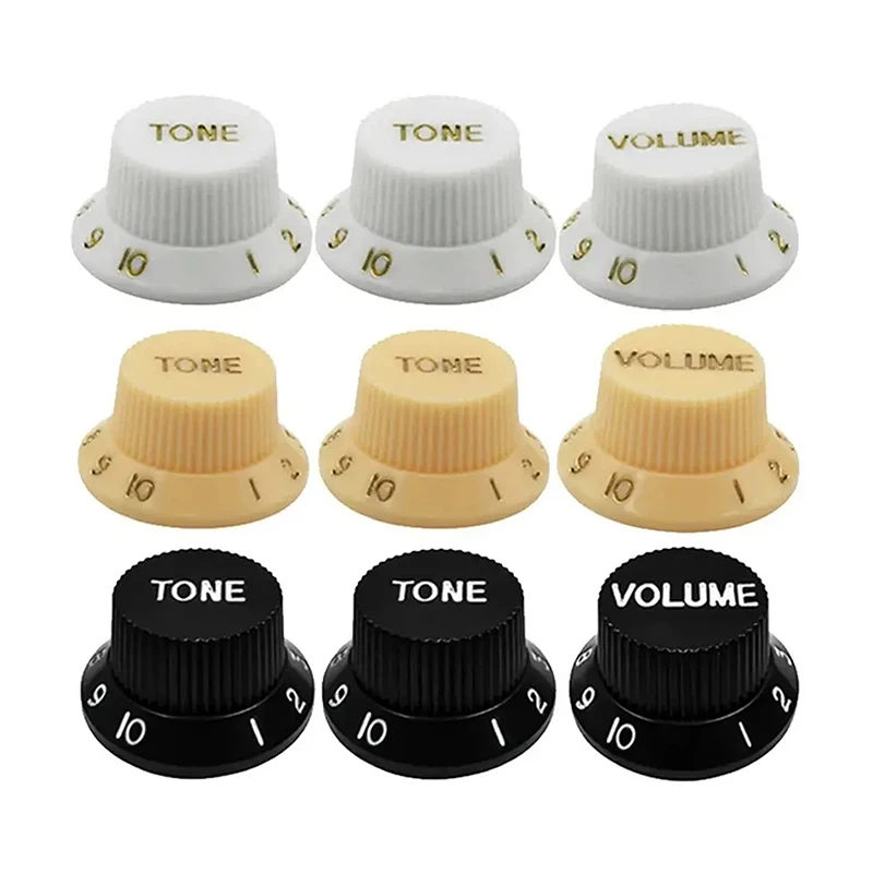 2PCS Plastic ST Guitar Knobs 2T1V Volume Tone Control Knobs Top Hat Caps Buttons Electric Guitar Parts