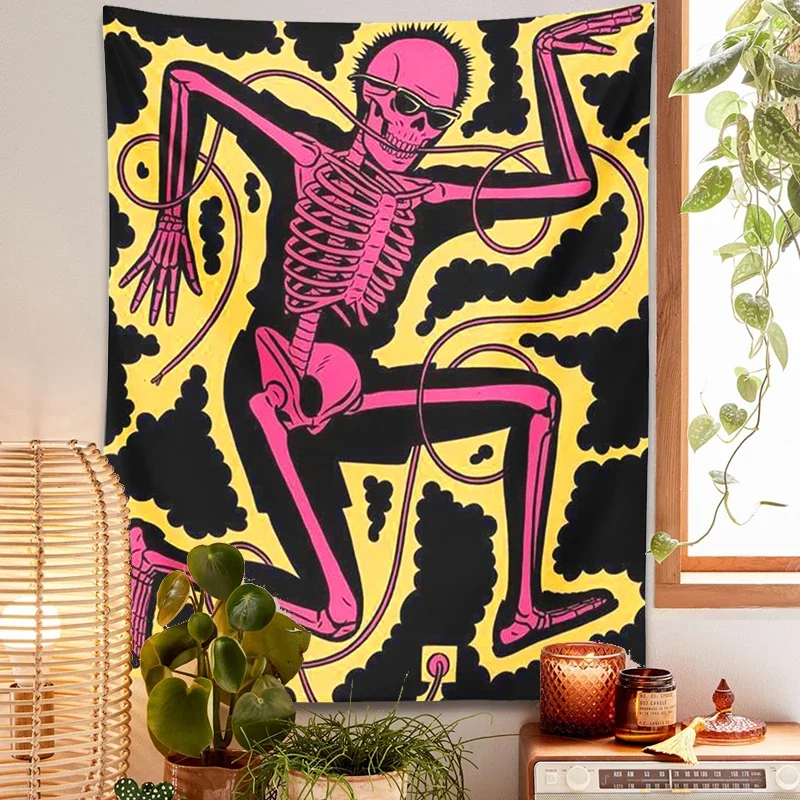 

Colorful Colorful Tapestry Psychedelic Hippie Bohemian Skeleton electric shock Dance Wall Hanging Cloth Carpet Room Home Decor