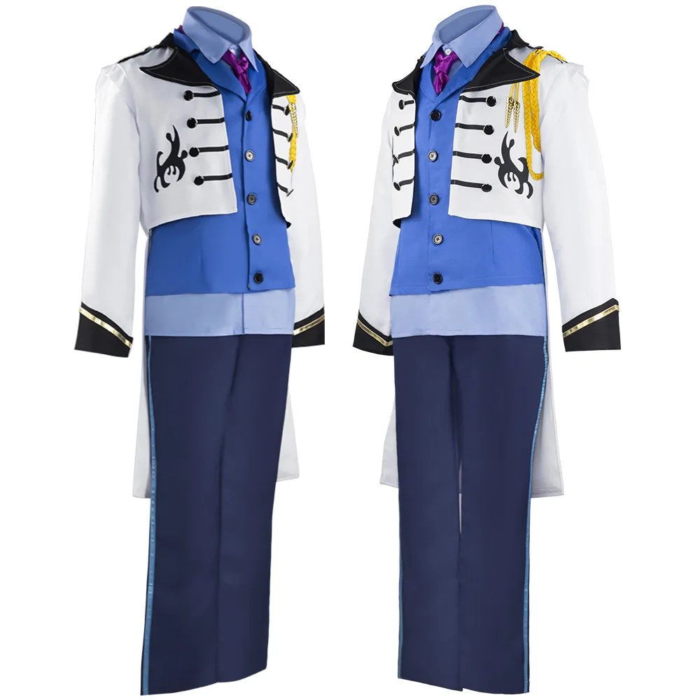 Hot Sale Ice Prince Hans Cosplay Blue Deluxe Suit Christmas Halloween Men Boy Castle Carnival Party