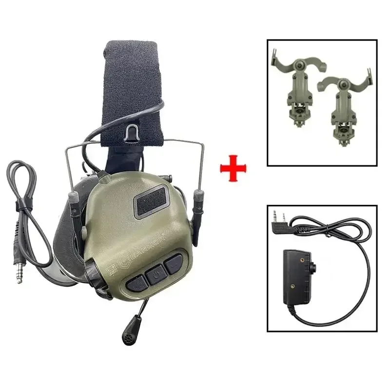 

Top! M32 MOD4 Shooting Earmuffs Tactical Noise Reduction Headset with Helmet ARC Rail Adapter with Kenwood PTT adapter New