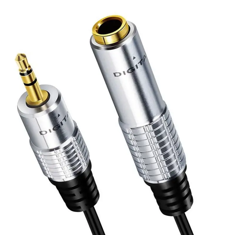 Metal Shell 6.35mm Female To 3.5mm Male 3-Pole Stereo Audio Cable Microphone Earphone Karaoke System Adapter Cable