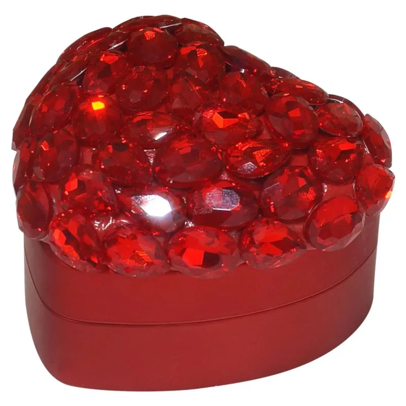 LED Light Luxury Jewelry Storage Box Glass Rhinestone Engagment Ring Box DIY Hand-applied Crystal Ring Box Wedding Decorative