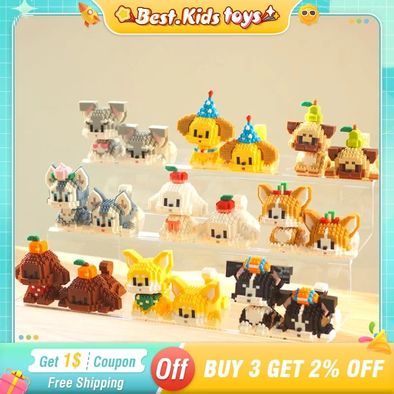 

Mini Animal Dog Pet Series Building Blocks Cute Husky Teddy Corgi Assembling Bricks Puppy 3D Puzzle Kids Toys Girl Birthday Gift