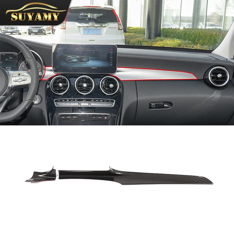 Car Center Console Dashboard Panel Decoration Trim For Mercedes Benz C GLC Class W205 X235 2016-2022 Carbon Fiber Accessories