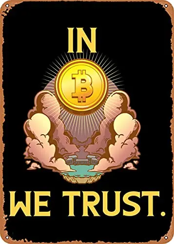 in Bitcoin We Trust Vintage Look Metallschild Patent Kunstdrucke Retro Geschenk