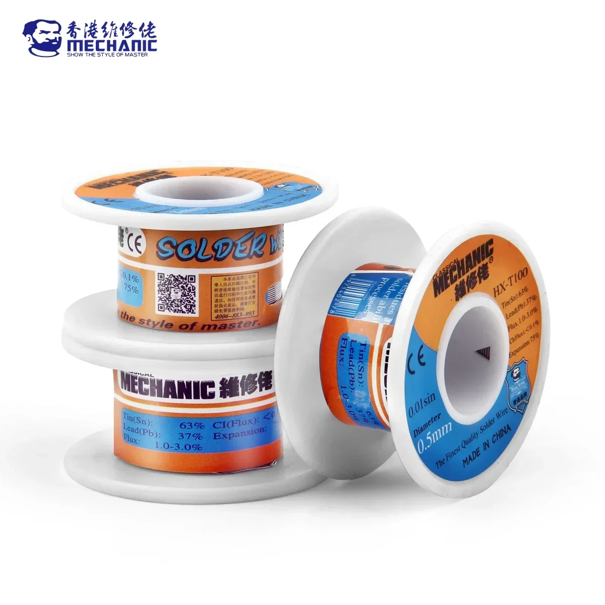 MECHANIC HX-T100 55g Mild Rosin Core 183℃ Melting Point 0.2mm-1.2mm High Purity Solder Wire Welding Flux 1-3% Iron Cable Reel