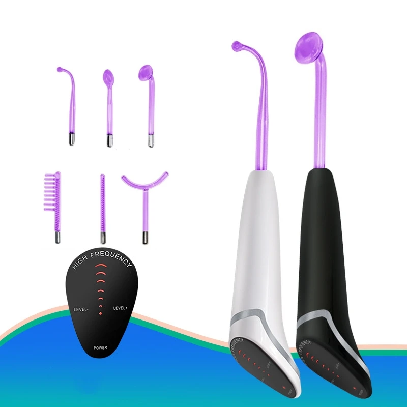 6 in 1 Touch Panel Purple High Frequency Facial Machine For Hair Face Electrotherapy Wand Argon Treatment Acne Skin Care