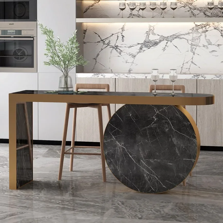 

Итальянский светлый роскошный мраморный барный стол для домашнего использования, постмодернистская панель из скандинавского камня