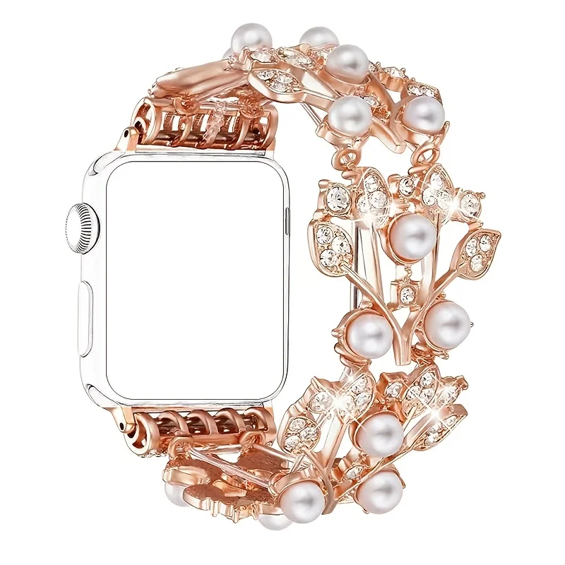 1 قطعة سوار مرن لساعة أبل 38/40/41/42/44/45/46/49 مللي متر بلينغ حزام ساعة اليد ل Iwatch Ultra Series 1-10 حزام الساعات