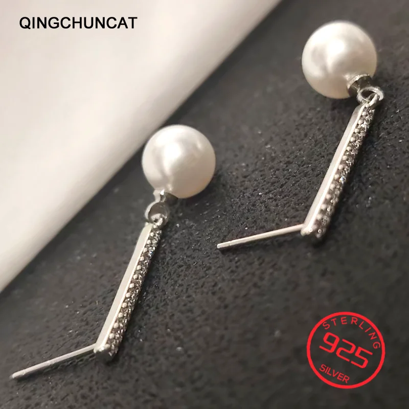 

Серьги-подвески S925 в корейском стиле, с крупным красивым жемчугом, ювелирные изделия для женщин и девушек, из серебра 925 пробы, новинка 2026 года