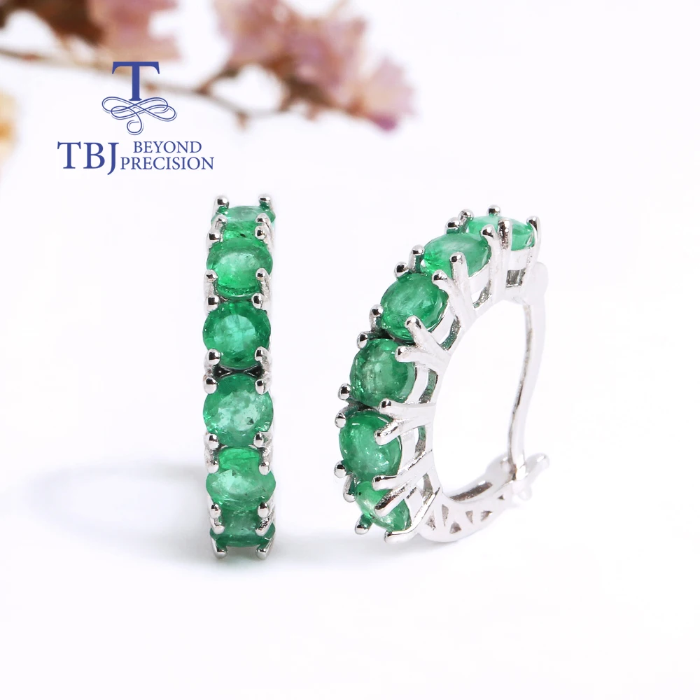 

True natural green emerald silver earring May Birthstone gems jewelry light luxury precious birthday & banquet gifts for women