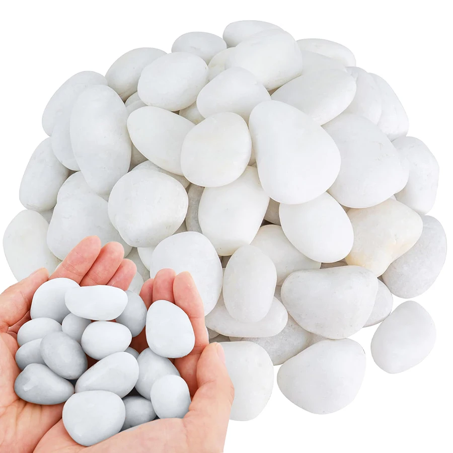 300-800g White High Polished Natural Pebbles 2-3cm Courtyard Landscape Decoration Rocks Peddles Horticultural Decorative Stones