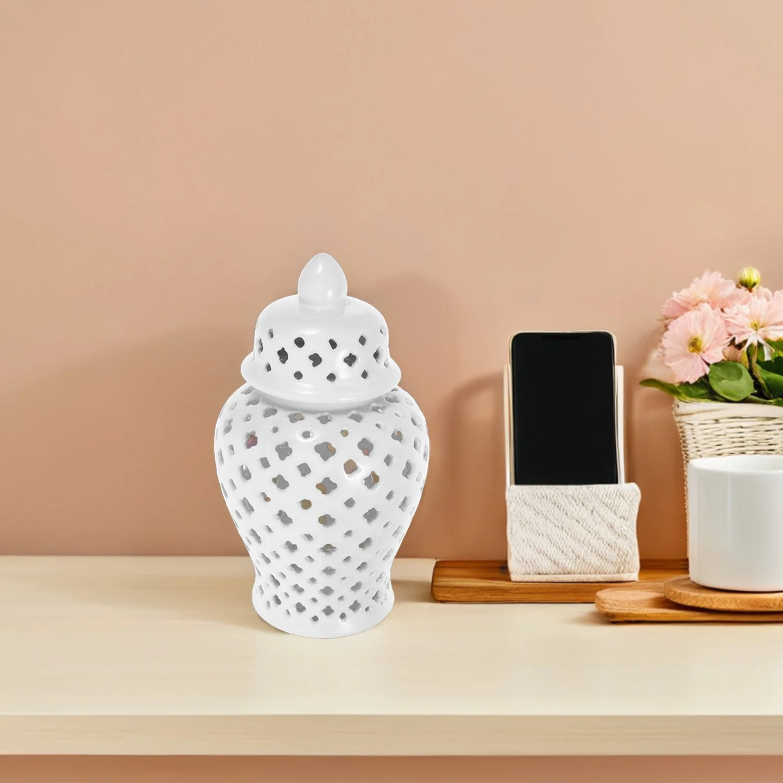 

Ceramic Hollow Out Jar Flower Vase Hollow Flower Holder Wedding Garden Balcony Decoration Home Supplies