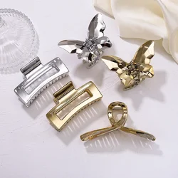 Electroplated gold grab clip retro Internet celebrity butterfly disc hairpin silver elegant back head bath hair grab