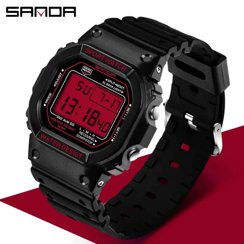 SANDA G Style Ms Цифровые часы Мужские уличные водонепроницаемые спортивные наручные часы для мужчин Бег Секундомер Унисекс Светодиодные электронные часы